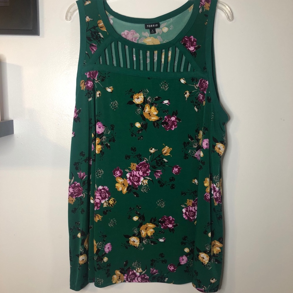 Green blouse with flowers